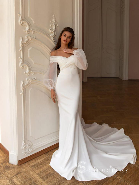 Ball Gown Long Sleeve Applique Lace Wedding Dresses Bridal Gowns MLD001