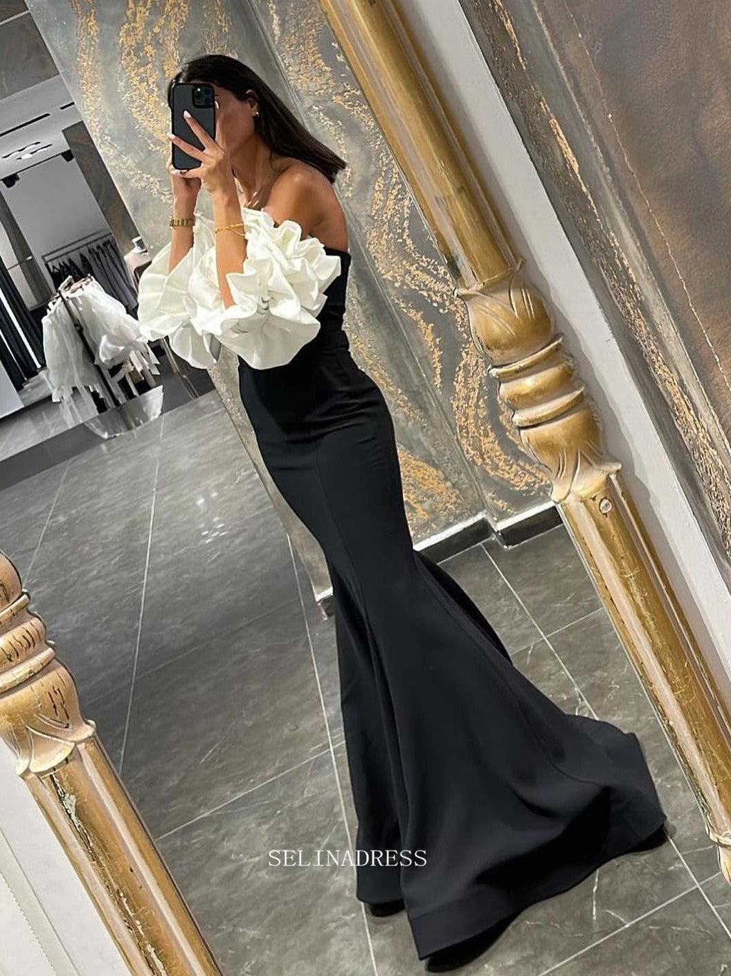 Chic Mermaid Sweetheart Black Beaded Long Prom Dress Elegant Party Dress #lop240|Selinadress