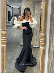 Chic Mermaid Sweetheart Black Beaded Long Prom Dress Elegant Party Dress #lop240|Selinadress