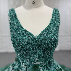 Crystal Flower Green Beaded Evening Party Dress Quincess Prom Gowns Dress LS9832 Selinadress