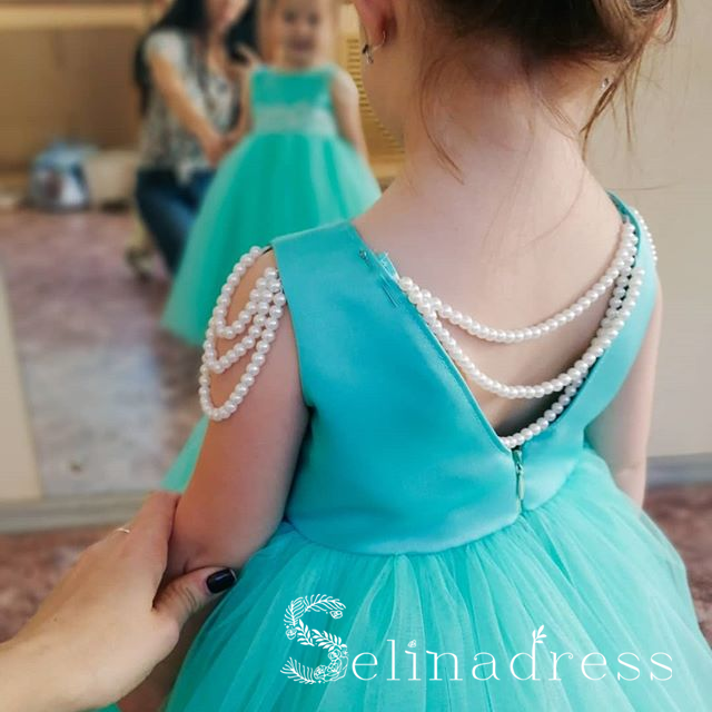 Lovely Blue Lace Pretty Cheap Wedding Little Girl Flower Girl Dresses GRS017|Selinadress