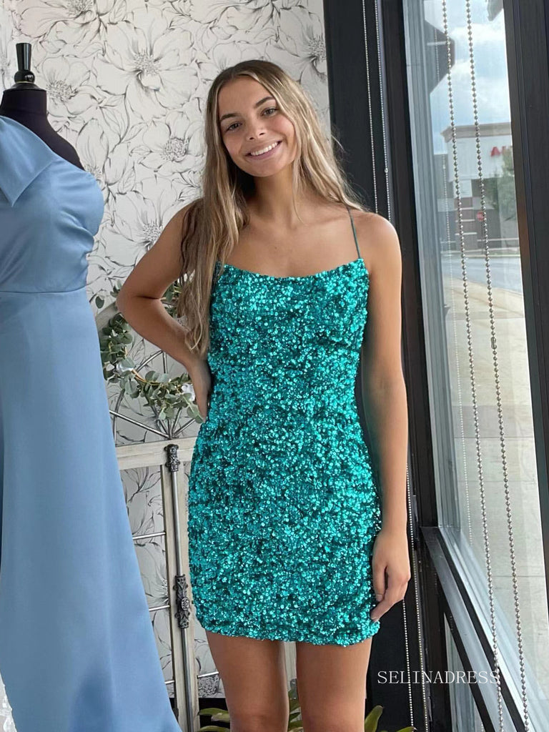 NWT 2022 store Stella Contour Blue Sequin Homecoming Dress