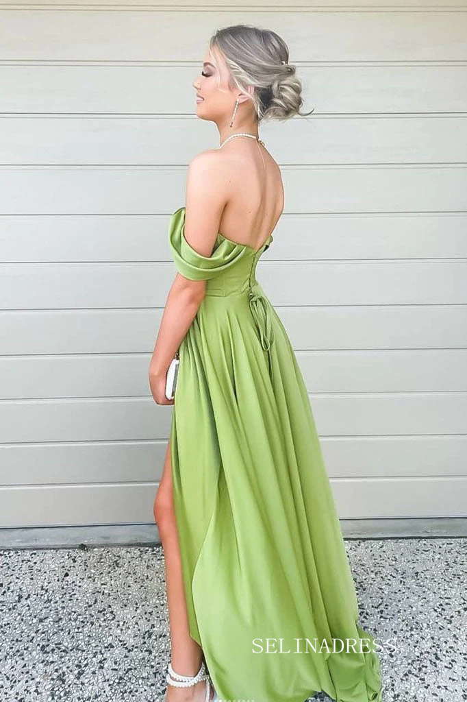 Long Prom Dresses A-line Off-the-shoulder Long Evening Dress Formal Dresses SSD002|Selinadress