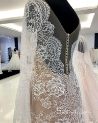 Long Sleeve Boho Lace Wedding Dress Romantic Mermaid Bridal Dresses RYU028|Selinadress