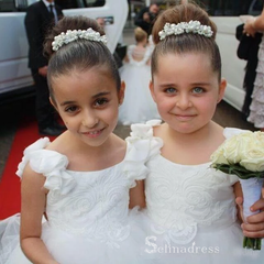 Lovely Flower Girl Dresses For Wedding WIth Back Pearl Ball Gown Bridesmaid Dress For Girls GRS036|Selinadress