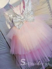 Lovely Pretty Pink Sequins Cheap Wedding Little Girl Flower Girl Dresses GRS016|Selinadress