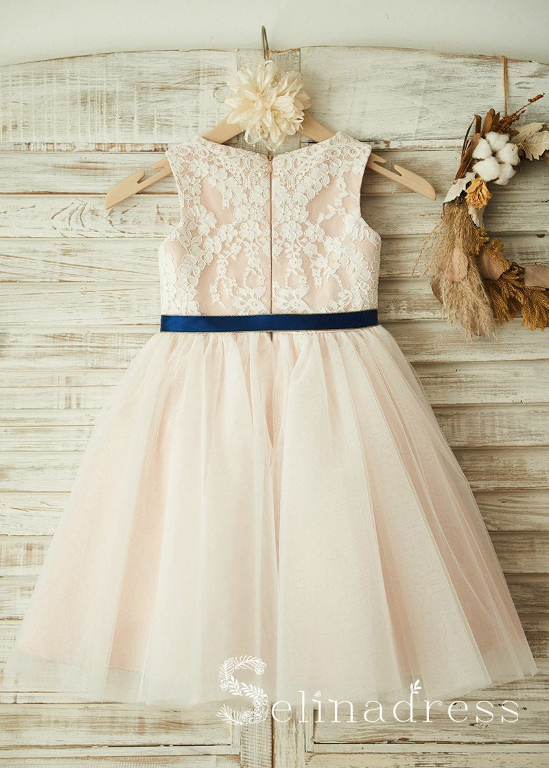 Lovely Pretty Scoop Neck Lace Cheap Wedding Little Girl Flower Girl Dresses GRS023|Selinadress