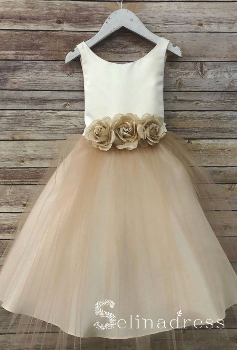 Hand Made Flower Lovely Pretty Cheap Wedding Little Girl Flower Girl Dresses GRS018|Selinadress