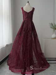 Luxury Mermaid Embroidery Beaded Burgundy Long Prom Dresses Modest Evening Dresses ASB018|Selinadress