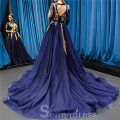 Navy formal gowns best sale