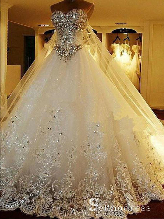 Princess Luxury Wedding Dresses Glitter with Lace –