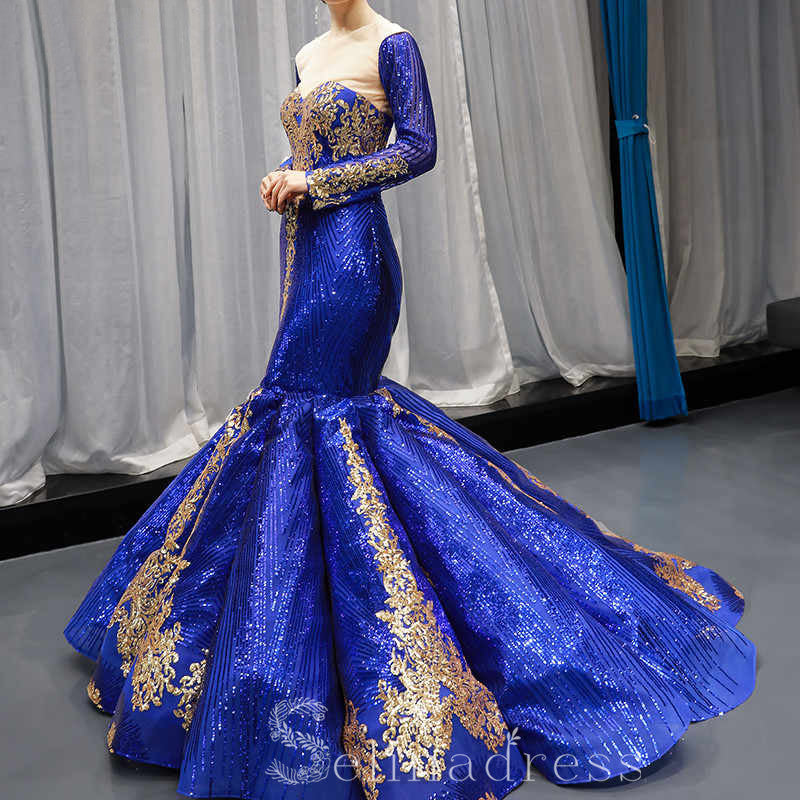 Mermaid Custom Made Sequined Formal Dresses Removable Long Sleeves Luxury Bridal Gowns #SED211