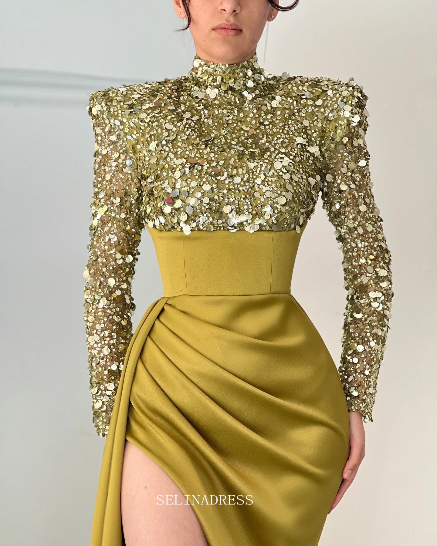 Mustard evening dress online