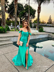 Mermaid Satin Long Prom Dresses Hunter Long Evening Dress Formal Dresses TKL002|Selinadress