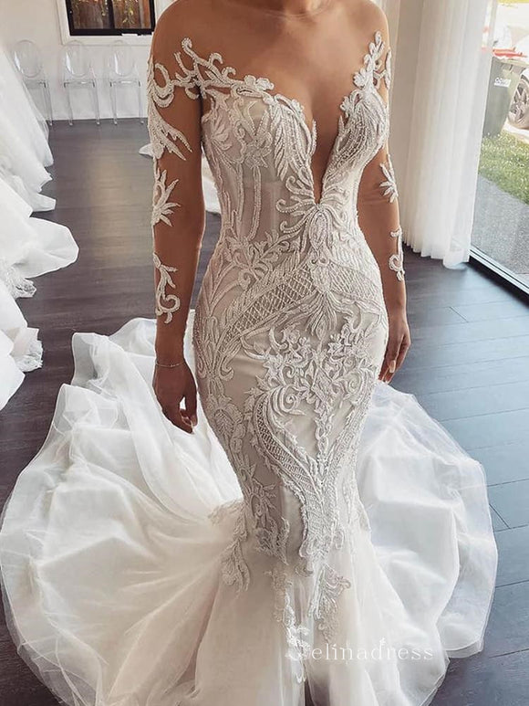 A-line Off-the-shoulder Lace Wedding Dresses White Wedding Gowns CBD48 –  SELINADRESS