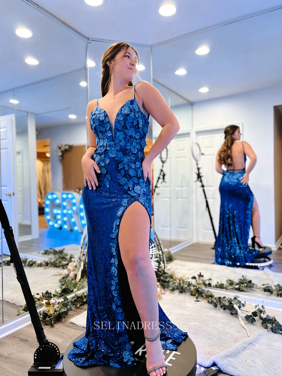 V neck Spaghetti Straps Royal Blue Homecoming Dresses Rhinestone Short –  SELINADRESS