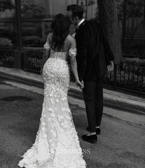 Off-the-shoulder Mermiad Wedding Dresses Modest Wedding Dress KPY066|Selinadress