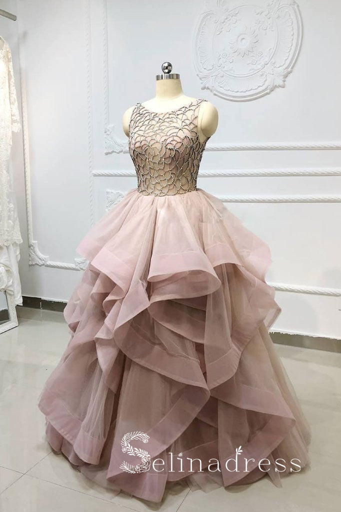 Quinceanera Ball Gowns Prom Dresses Long Open Back Bateau Unique Evening Gowns SED142|Selinadress