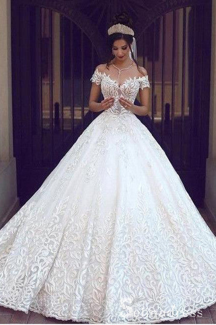 Romantic Ball Gown Wedding Dresses Off-the-shoulder Bridal Gown SEW032 ...