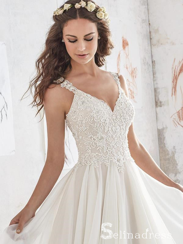 Romantic See Through Wedding Dresses Ivory Lace Wedding Gown SEW034|Selinadress