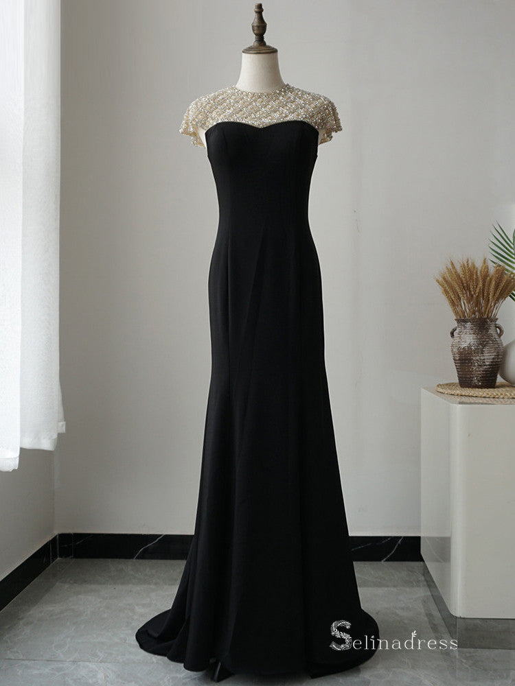 Selinadress Elegant Mermaid Black Long Prom Dress Formal Evening Gowns SC071