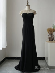 Selinadress Elegant Mermaid Black Long Prom Dress Formal Evening Gowns SC071