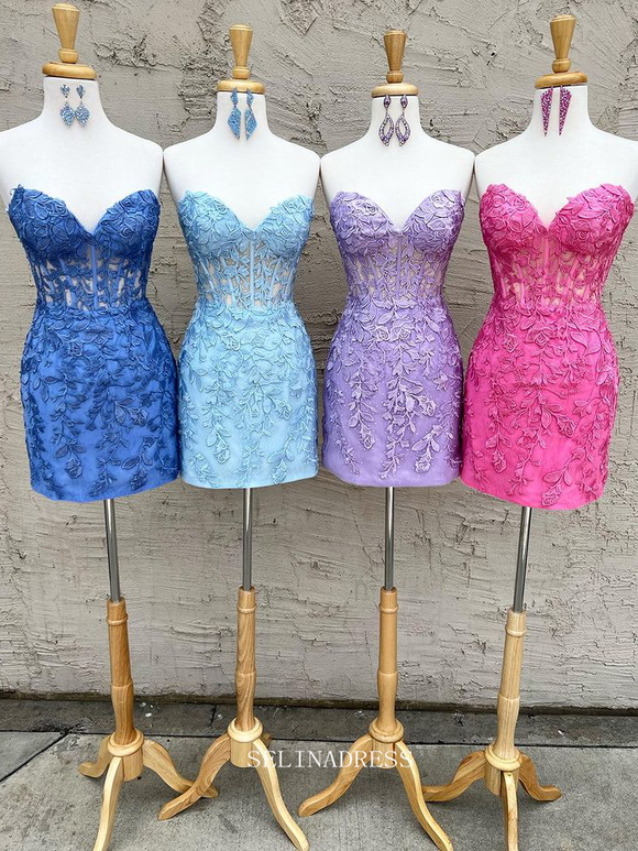 V neck Spaghetti Straps Royal Blue Homecoming Dresses Rhinestone
