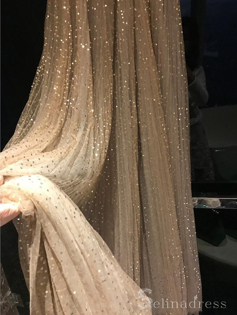 V neck Long Sleeve Sparkly Prom Dress Cheap African Prom Dresses Evening Gowns #SED179|Selinadress